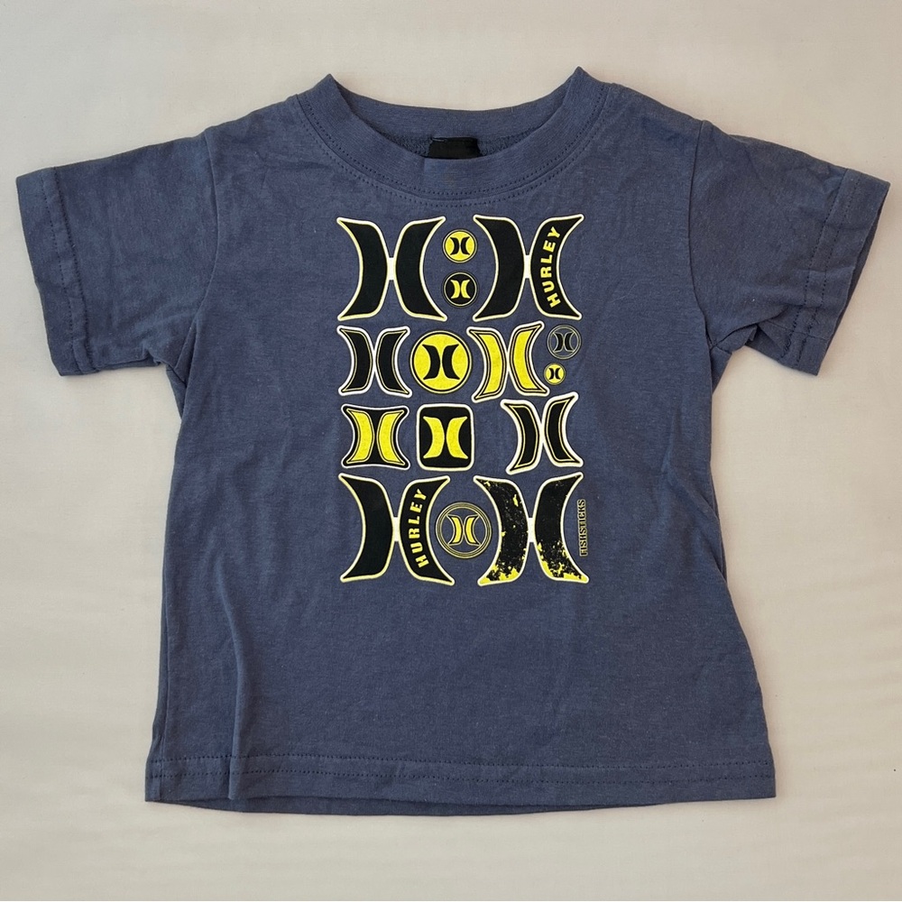 Hurley Kids Navy and Yellow Logo Tee